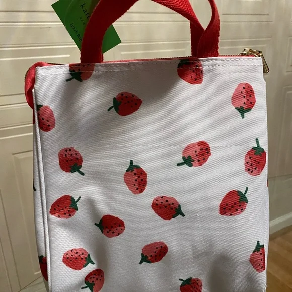 Kate Spade Insulated Lunch Tote Cooler Thermal Bag - New Pink 🍓 Print!! - Picture 8 of 9